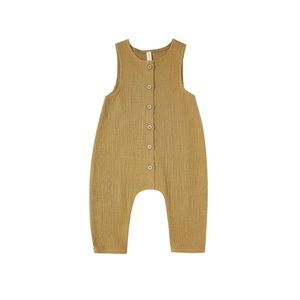 Quincy Mae Woven Jumpsuit in Gold